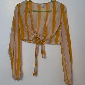 Yellow Striped Crop Top